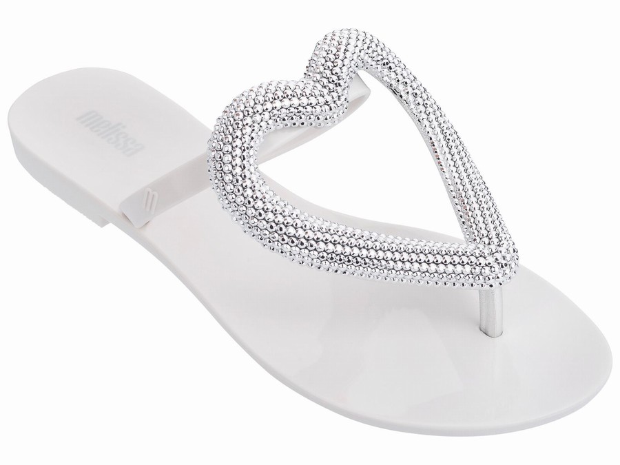 Chanclas Melissa Big Heart Chrome Mujer - Blancas - Argentina TOR-390862